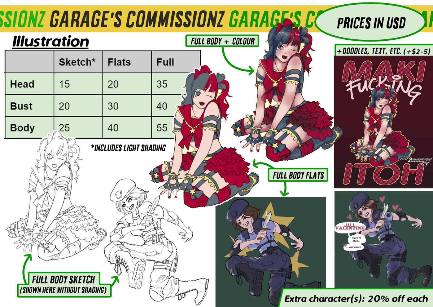 If the image is hard to read, please use the link provided for the google document with all the information!